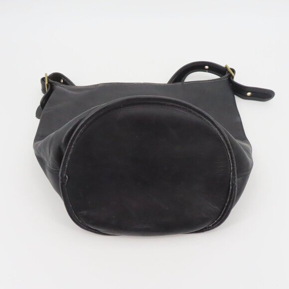 VTG First Class Black Genuine Leather Buckle Strap Bucket Bag Shoulder Handbag - Picture 11 of 13
